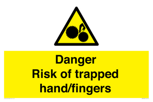 Danger Risk of trapped hand/fingers